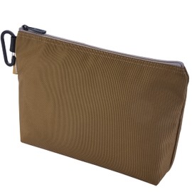 PRESEE Tool Pouch Zipper Small Tool Bag Pouches Organizer Bag with Metal Carabiner, Nylon 1680D Heavy Duty for Wrenches, Screwdrivers, Pliers, Stationery & Office Supplies Pack of 1,Khaki, 12 Inch