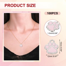 PATIKIL Enamel Paw Print Charm, 100Pcs Alloy Enamel Dog Charm Lovely Pendants for Keychain DIY Jewelry Craft Making or Decorating, Pink/silver