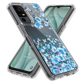 For TCL 40 XE 5G Gradient Sparkle Hybrid Case - Blue Flower