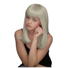 Silver Long Straight Shoulder Length Fringe 60S Bob Wig