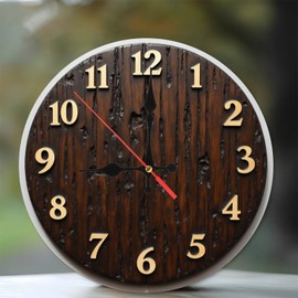 Rustic Wooden Wall Clock Farmhouse Decor Home Clock Large Gold Numbers 10-Inch Wooden Wall Clock, Silent Movement, Battery Operated (AA Batteries Not Included), Artistic Home Decor, Perfect for Home A