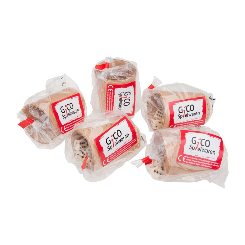 Gico Leather Dice Cup (9 cm) with 6 dice set