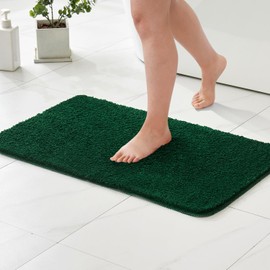 MIULEE Bath Mats Non Slip Bathroom Mats Shower Mat Absorbent Bathroom Rug Small Rug Door Mat Inside Kitchen Rugs Carpet Mat for Bathroom Bedroom Kitchen Entrance 40x60 cm Deep Green
