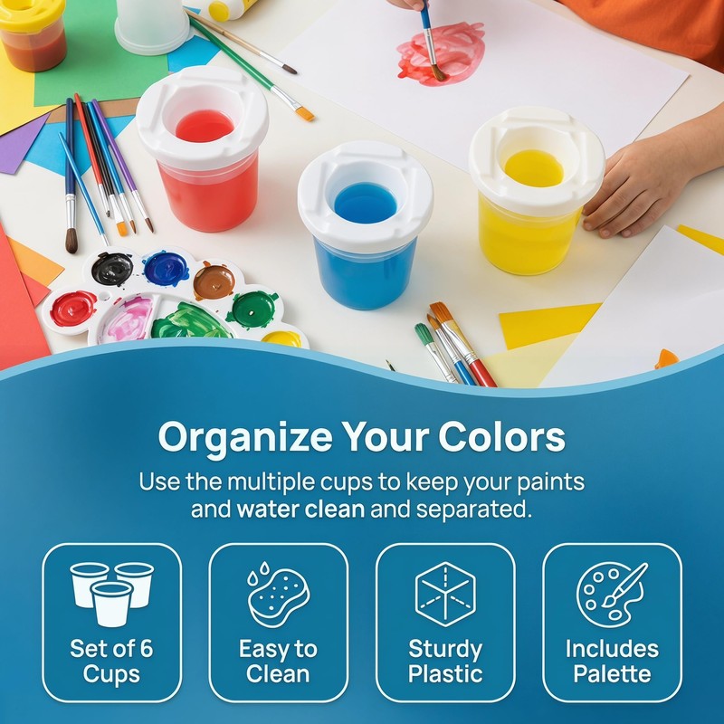 Yuaerbuo 6 Pack Plastic Paint Pots with Lids, Small Paint