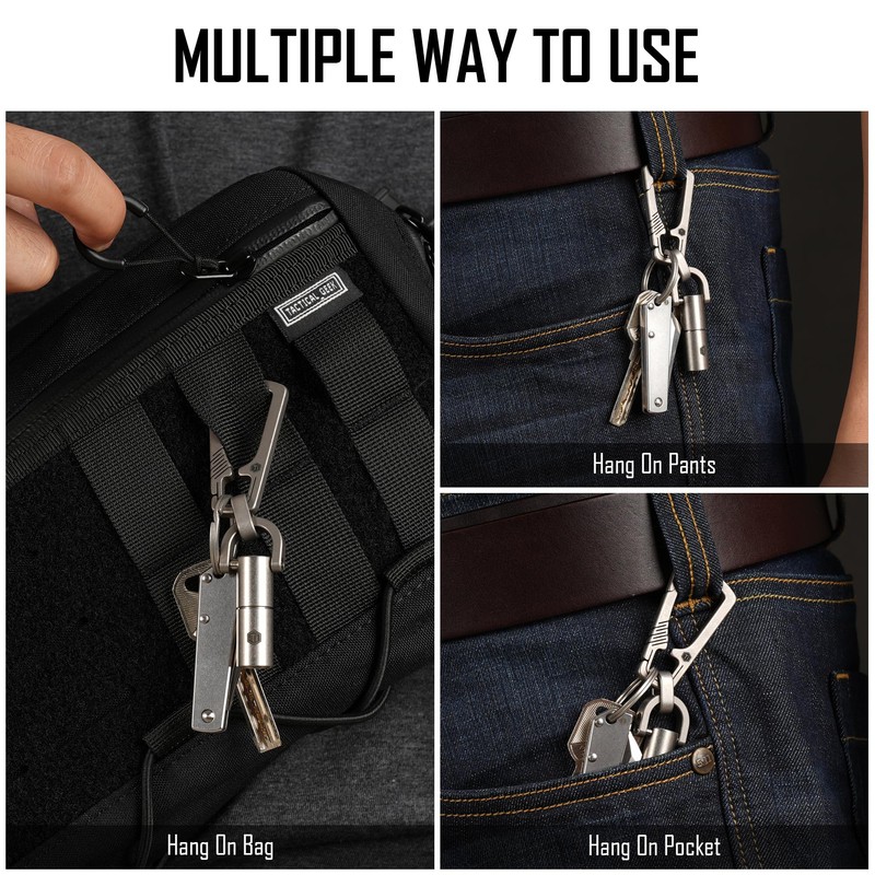 KeyUnity Titanium Carabiner KM16SW Keychain Men's with Keyring, High-Quality, Popular,