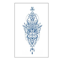 2 Blätter Temporäres Lotusblumen Tattoo Blumen Semi-Permanentes Tattoo GZ502 503