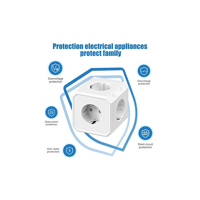 Socket Adapter Cube, 5 Way Socket Cube, Double Plug for