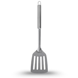 AKH® Stainless Steel Slotted Spatula 32cm Heavy Duty Professional Kitchen Spatula with Ergonomic Non-Slip Handle Dishwasher Safe Ideal for Grilling, Roasting, Grilling and Turning