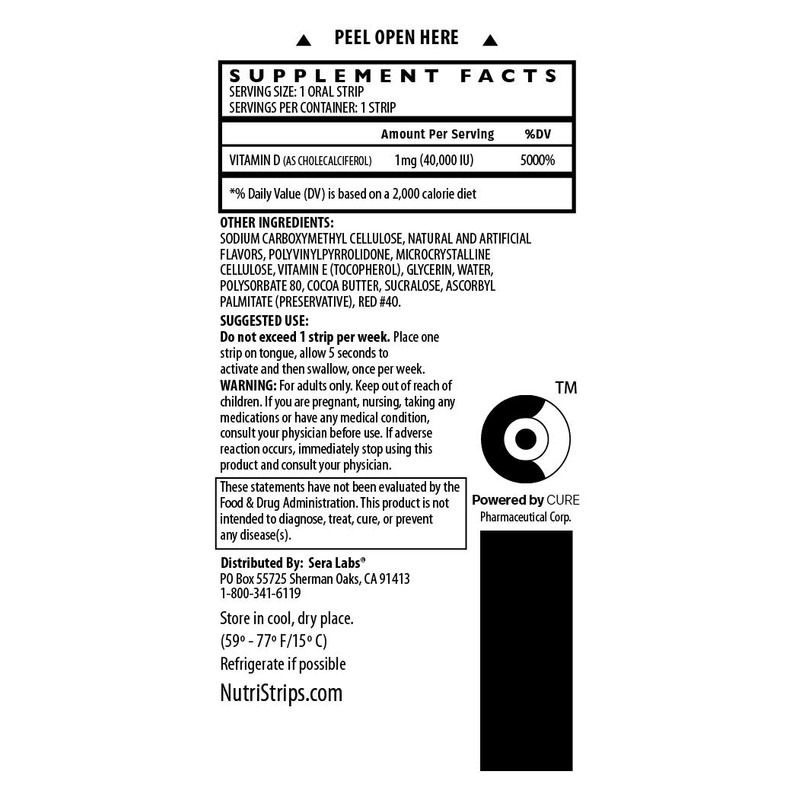 NUTRI-STRIPS ImmunD3 Vitamin D3 40,000iu Rapid Activation Delivery Oral Strips