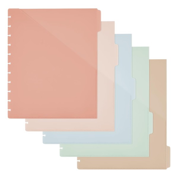 SUPERFINDINGS 12 Sheets 5-Tab Plastic Binder Dividers 29.5x24cm 11-Ring Notebook