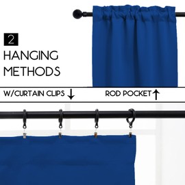 Pickluc Cafe Curtain (Half Window Curtain) 24 Inches Length, Rod Pocket Kitchen Curtain, Short Blackout Curtain for Small Window, Blue 30" Wide and 24" Long, 2 Panels