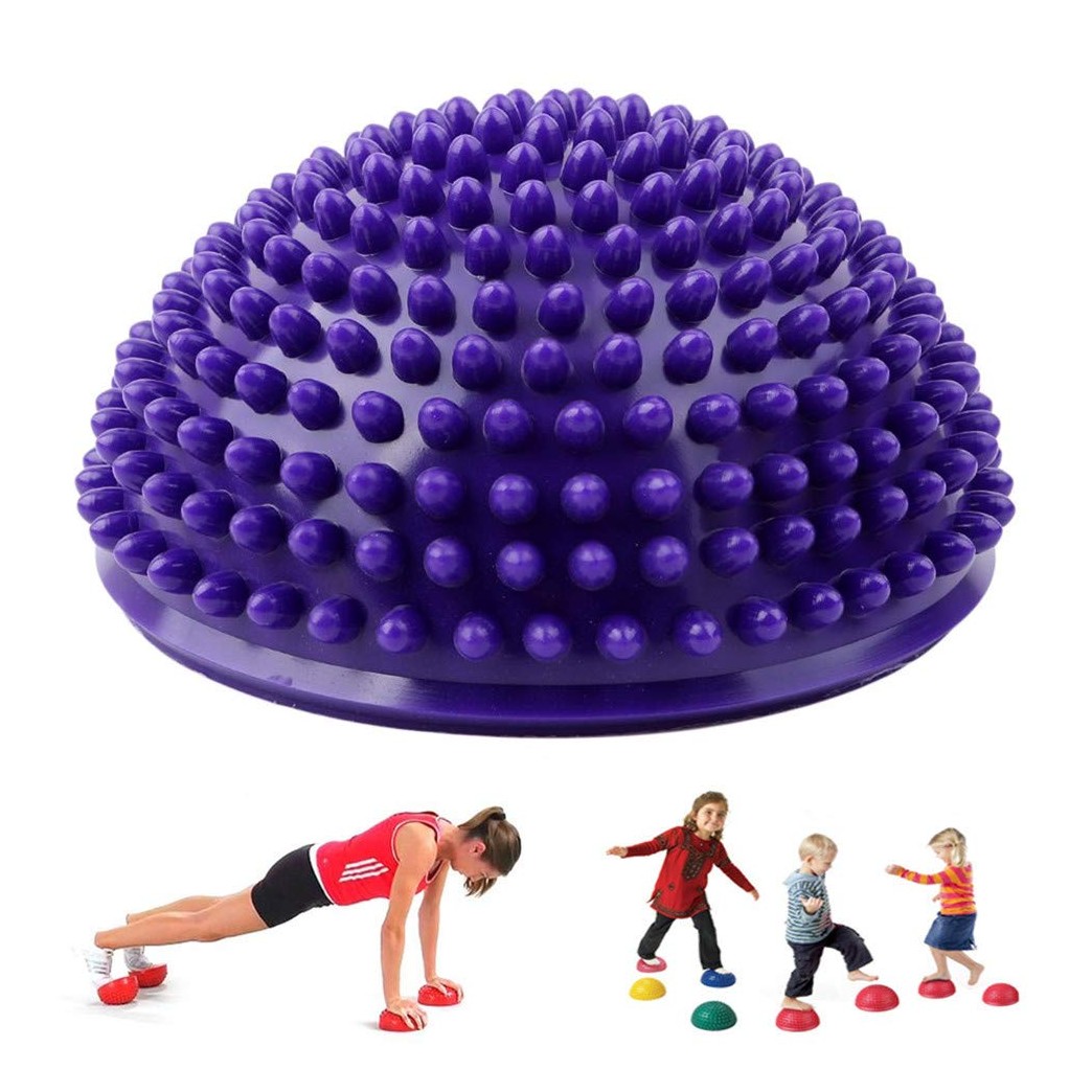 Spiky Massage Ball Foot Cushions for Muscle Pain Relief from Plantar Fasciitis, FUNUP Body Deep Tissue Muscle Acupressure Reflexology Ball (Purple, Half a Sphere)
