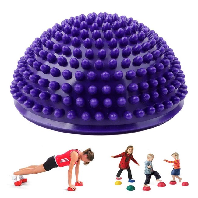 Spiky Massage Ball Foot Cushions for Muscle Pain Relief from Plantar Fasciitis, FUNUP Body Deep Tissue Muscle Acupressure Reflexology Ball (Purple, Half a Sphere)