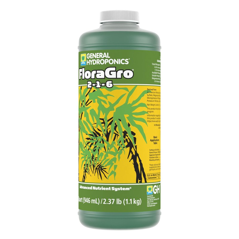 General Hydroponics FloraGro 2-1-6 Plant Food, Part of FloraSeries Advanced