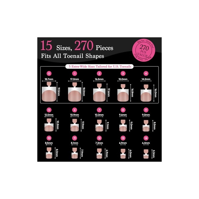 Uñas Postizas Para Mujer, Color Marrón Y Rosa, 15 Tamaños,