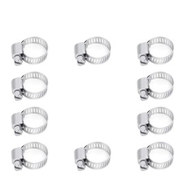 Hose Band, Hose Clamp, SUS304 Stainless Steel, Strong Fixing, Screw Type, Inner Diameter: 0.4 - 0.6 inches (10 - 16 mm), Adjustable, Set of 10