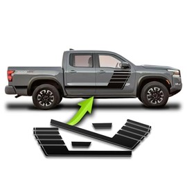 BENINI DESIGN STUDIO Strobe Hockey Stick Side Racing Stripe Vinyl Decal Kit Sticker Compatible with Nissan Frontier 2022 2023 2024 2025 Pro4X Base (Silver)