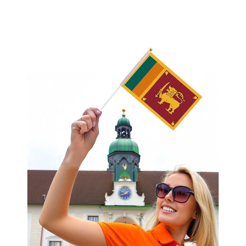 25 Packs Small Sri Lanka Flags on Handheld Stick，Miniature Sri