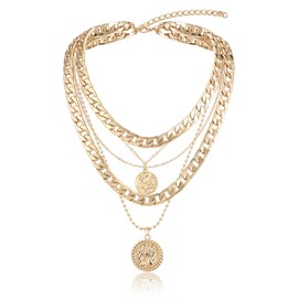 EVER FAITH Large Punk Jewellery Choker Necklace Gold Unisex Cuban Chain Necklace Wide Link Necklaces Hiphop Jewellery for Women Men, Metal