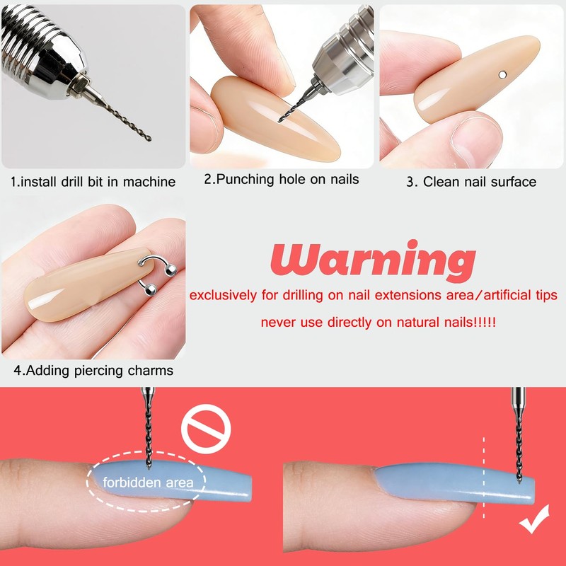 FSpronail Nail Drill Bits Set Tungsten Carbide 2PCS Nail Piercing