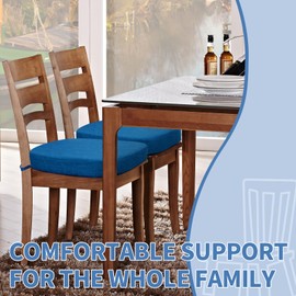 BUYUE Thickened 2.5" Dining Chair Cushions Set of 4, U-Shape High Density Foam Comfortable Chair Pads for Kitchen, Slip Resistant Indoor Seat Cushions (4 PCS, Dark Blue)