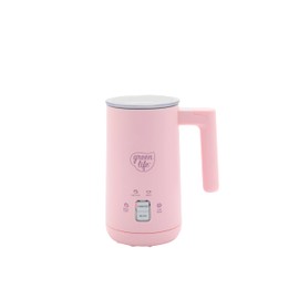 GreenLife Ceramic Electric Milk Frother, 10oz, 4-in-1, Auto Hot and Cold Foam, Dense and Light Foam, PFOA and PFAS Free, Cordless Milk Warmer and Steamer for Latte, Coffee, Pink