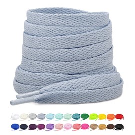 Stepace [2 Pairs Flat Shoe Laces for Sneakers 5/16" Width 30"-72" Length 26 Color Shoelaces Coral Blue 54"(137 cm)