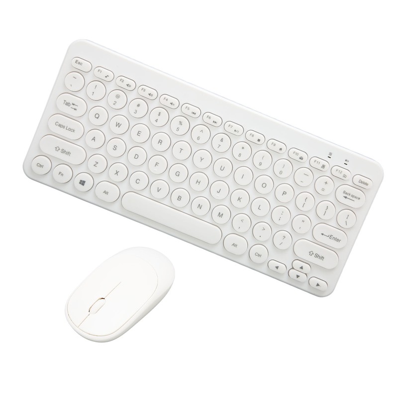 2.4G Wireless Keyboard Mouse Combo 78 Key Retro Round Keycap