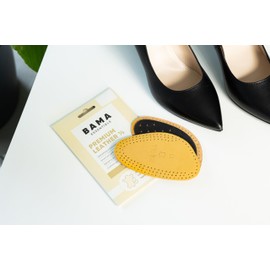 Bama Premium Leather 1/2 Shoe Insoles - Half Shoe Inner Soles Shock Absorbing Inserts with Activated Carbon 1 Pair UK 5-6/38-39 EUR