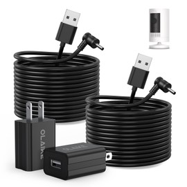 OLAIKE (2 Pack 8m/26ft Charge Cable for Ring Stick Up Cam Battery/Plug-in & Ring Spotlight Cam Battery, Weatherproof Power Adapter Keep Charge Your Camera (No Camera), Blcak