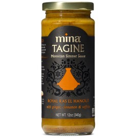 Mina Tagine Moroccan Simmer Sauce, 12 oz - Royal Ras El Hanout Spice Blend for Beef & Lamb, Tagine Sauce Made with Ginger, Cinnamon, Saffron, Olive Oil, Non-GMO, Gluten Free