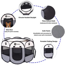 Mile High Life | Foldable Dog Playpen | Portable Dog Crate w Removable Shade Cover | Dog Kennel Indoor/Outdoor w Carry Case | Pen Tent for Dog/Cat/Rabbit(Gray, Medium (36"x36"x23"))