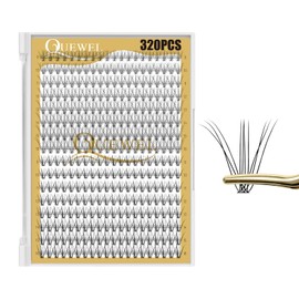 QUEWEL Lash Clusters 320Pcs Cluster Lashes 10D+20D C Curl Lash Clusters Mix9-16mm Individual Eyelashes Clusters Wispy DIY Eyelash Extension Thin Band Soft to Use at Home (10D+20D C Mix9-16)