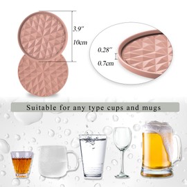 Wingcases Silicone Coasters for Drinks[8 Pack, No Holder]- Cup Mat for Tabletop Protection-Non-Slip, Non-Stick, Coffee Table Decor, Great Gift for Any Occasion, Pink