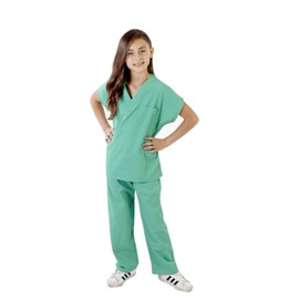 Natural Uniforms Childrens Scrub Set-Soft Touch-Role Play Costume Set (Surgical Green, 7)