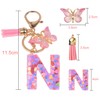 YPYMOD Lnitialen Keyring Tassel Butterfly Sequins Love Letter Keyring, Pink,