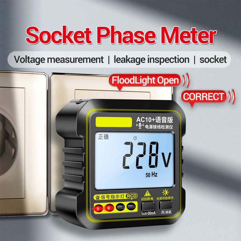 Socket Tester 10A 16A Universal Outlet Detector LCD Backlit Display