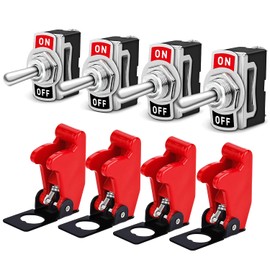 Gebildet 10A/12VDC, 6A/24VDC Toggle Switch, On/Off Rocker Switch with Metal Lever, SPST 2-pin Rocker Toggle Switch for Car, Truck, Boat (Pack of 4)