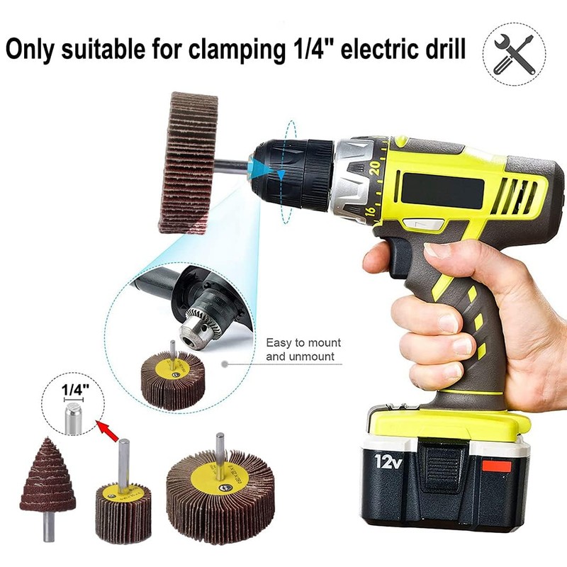 Abrasive Flap Wheel Sander,24 Pack 80 Grit 1/4" Shank Diameter