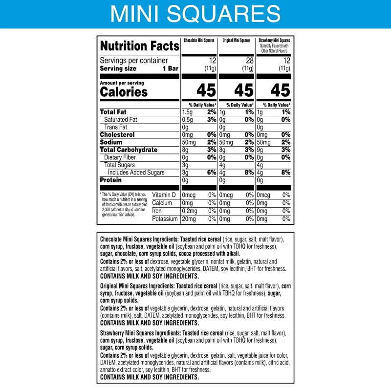 Chewy Mini Crispy Marshmallow Squares, Ready-to-Eat, 20.1 oz, 52 Count