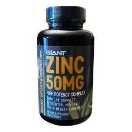 Citrato De Zinc 50mg Giant Sports 120 Caps / Soporte Inmune Sabor Sin Sabor