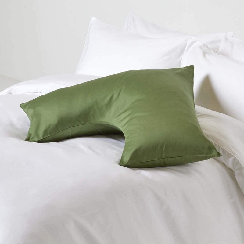 HOMESCAPES Moss Green Organic Cotton V-Shape Pillowcase 400TC 600 Thread