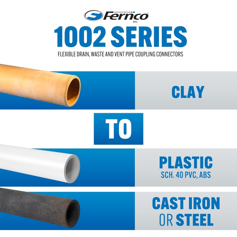 Fernco 1002-66RC Shielded PVC Pipe Coupling for Clay to Cast
