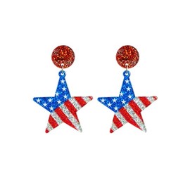 July 4th Independence Day Earrings Sparkly Acrylic Stars Red White Blue Drops Stars Falling Earrings Holiday Party Patriotic Women's Jewelry-5