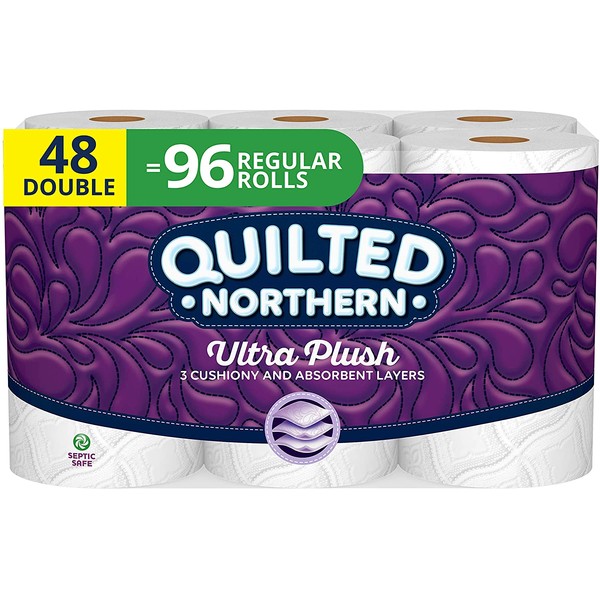 Quilted Northern Ultra Plush Toilet Paper, 48 Double Rolls, 48 = 96 Regular Rolls, 3 Ply Bath Tissue, 4 Pack of 12 Rolls