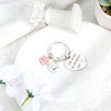 OBEISN Elegant Stainless Steel Keyring with Heart and Flower Pendant,