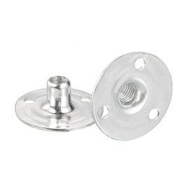 uxcell M6 Brad Hole Tee Nut, 12pcs Carbon Steel Round Base Screw-in T-Nuts Furniture Hardware Flange Female Thread Insert Nuts, M6x28x1.2mm