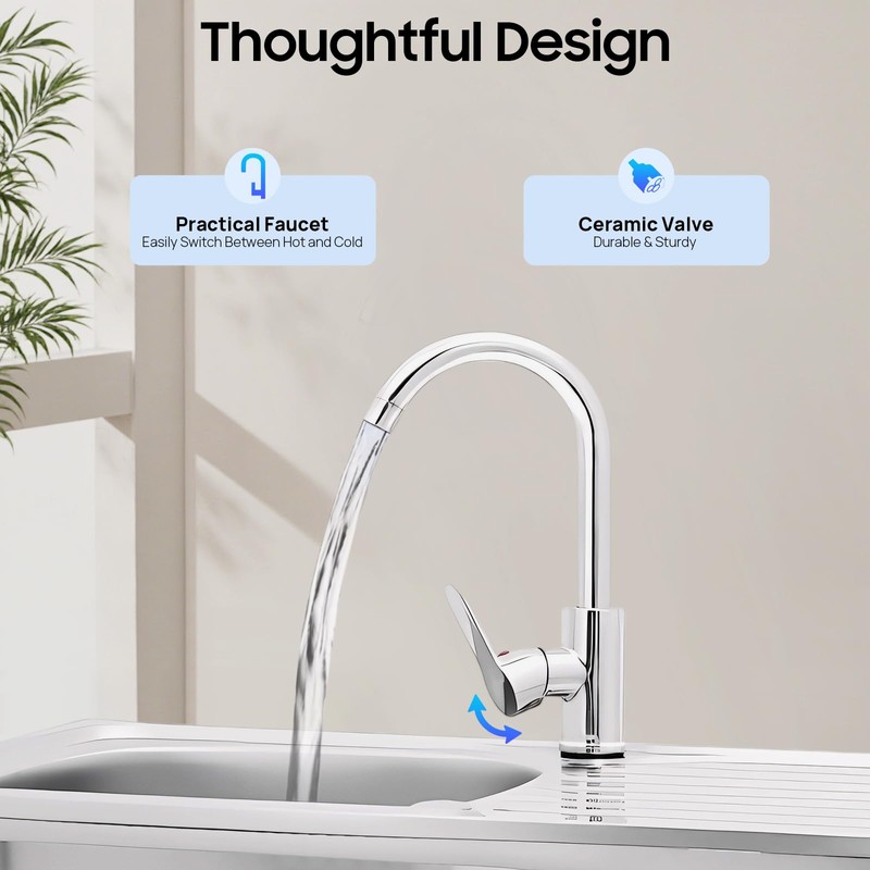 Stainless Steel Outdoor Sink with Hose Hook Up, Freestanding Single