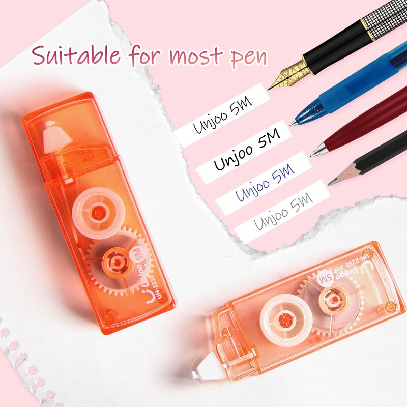 Unjoo White Correction Tape, Easy To Use Cute Applicator for