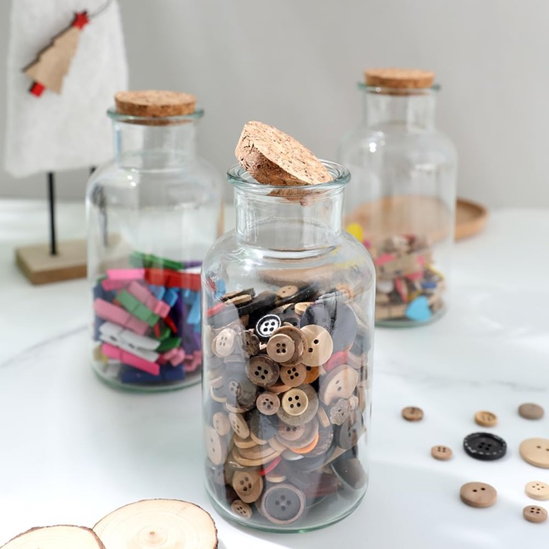 Magic Season Decorative Glass Bottles with Cork Stoppers (16.9 fl